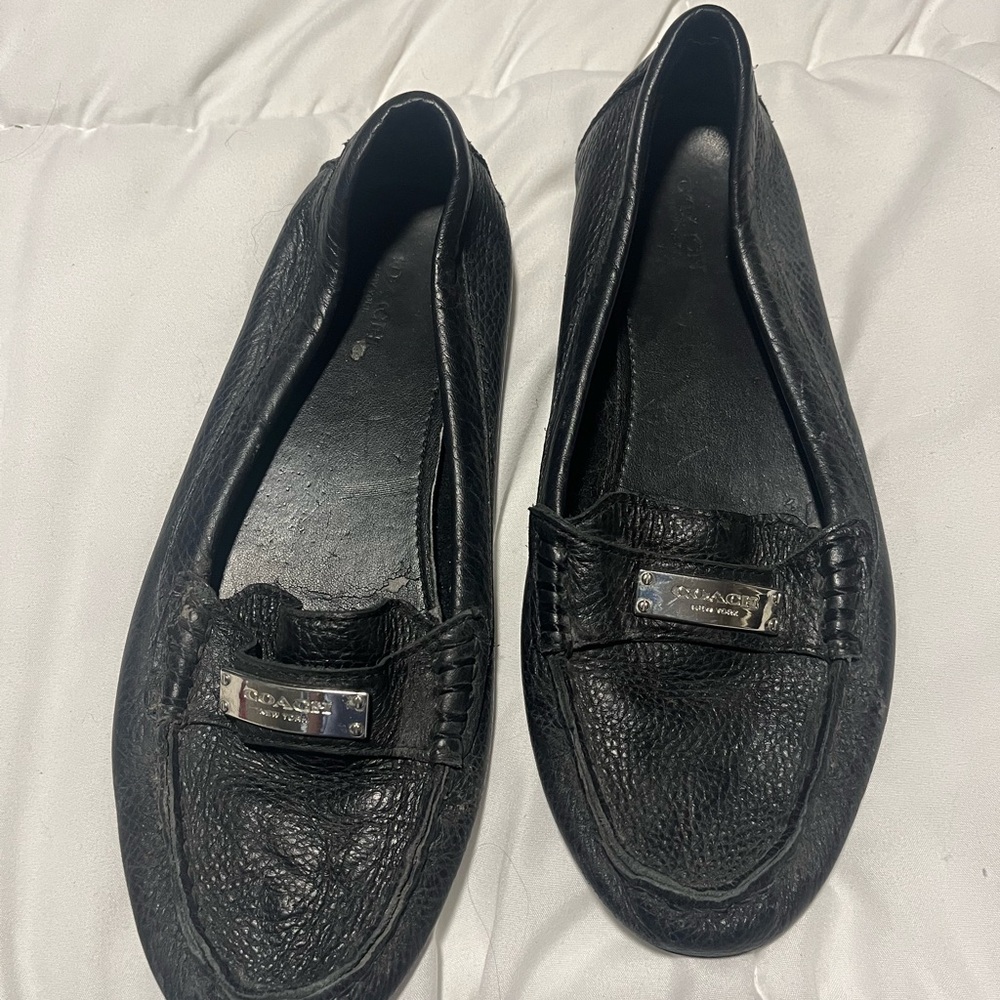 Coach Black Leather Loafers for Women